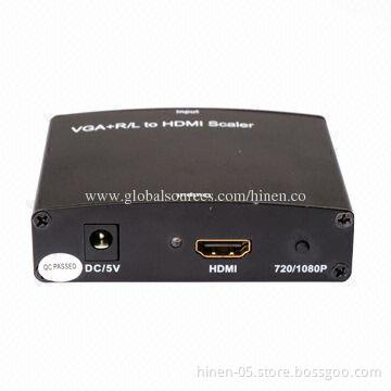 VGA+R/L to HDMI Scaler Converter, Supports HDMI Resolution to Fixed 1280*720P and 1920*1080P